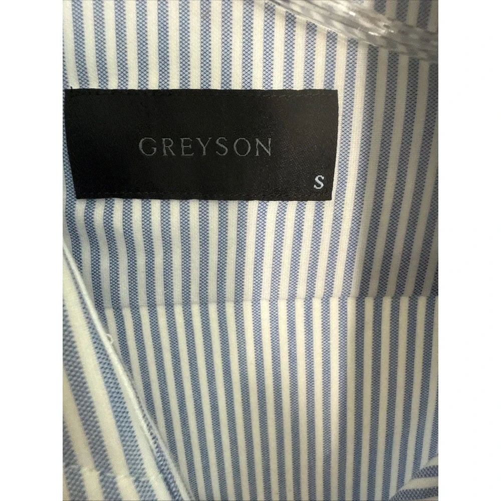 Greyson Men's Blue White Stripe Stretch Dress Shirt Small NWT Luxury